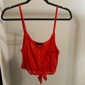 OU red tie front tank top